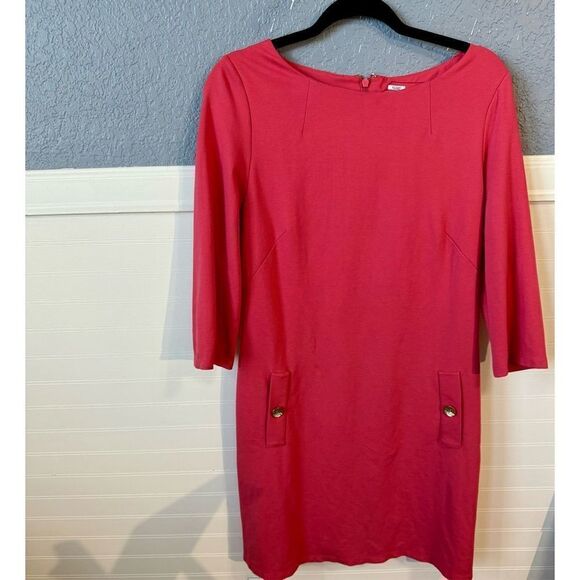 Eliza J Women’s Round Neck Long Sleeve Mini Sheath Dress Pink - Picture 1 of 7